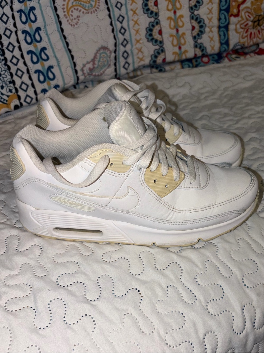 Nike Women’s White and Cream Air Max Sneakers